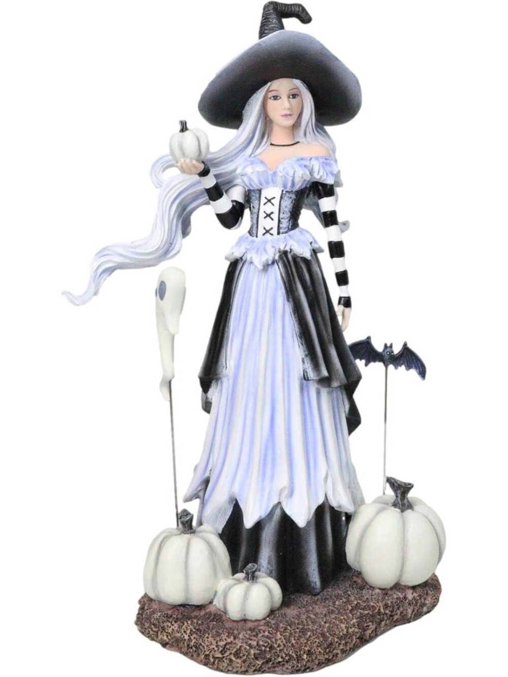 Ebros Gift Amy Brown Ghost Pumpkins Witch with Black Bat and Haunted Spirit